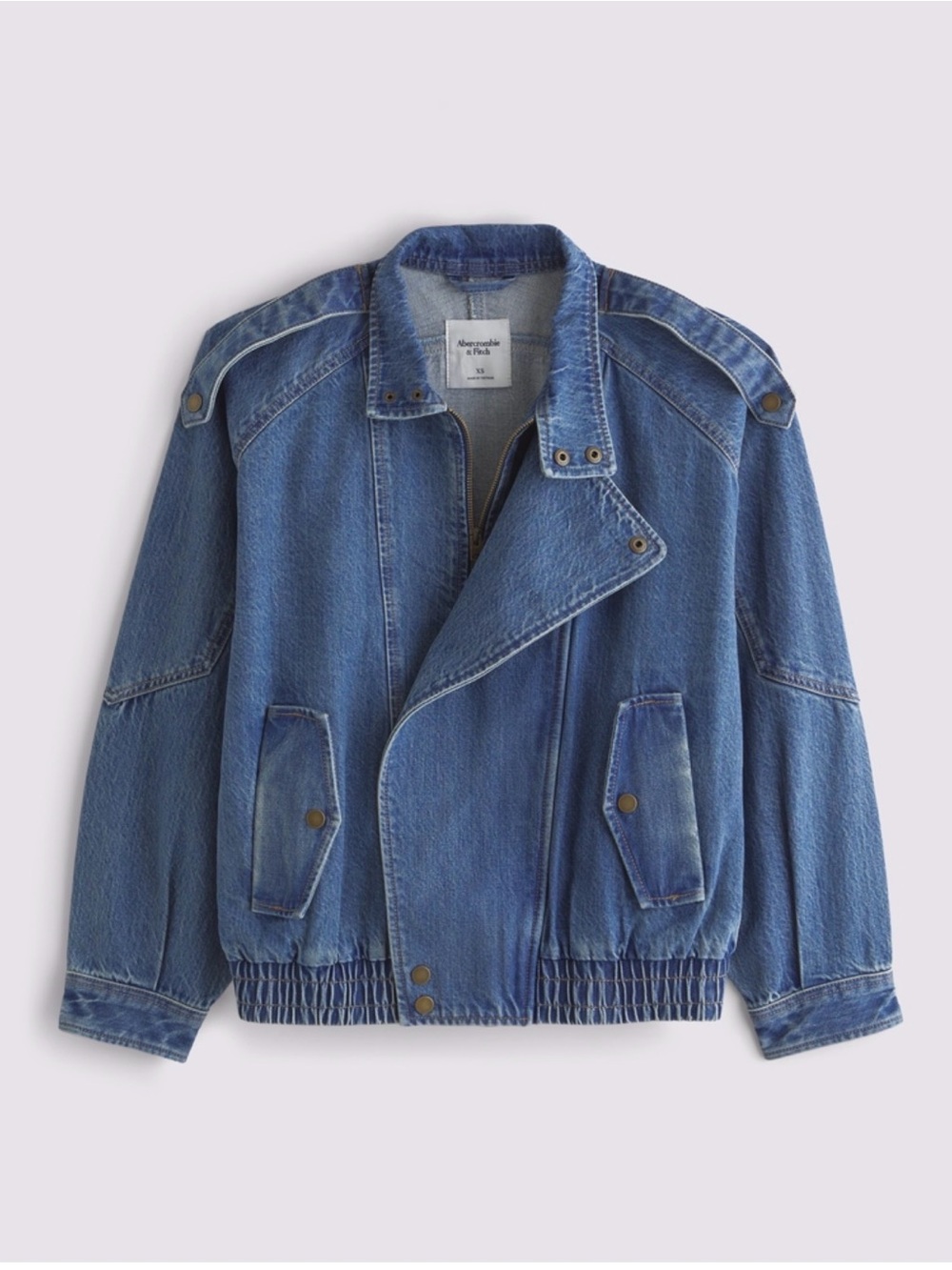 NWT A&F Relaxed DenimBomber Jacket - Picture 5 of 5